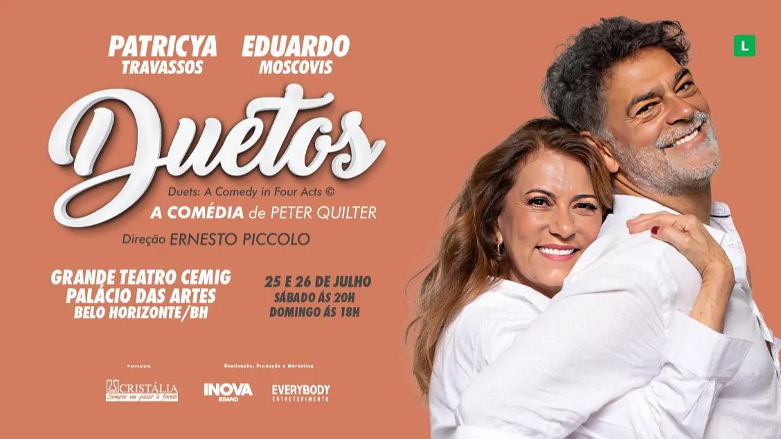 Duetos no Palácio das Artes: espetáculo especial chega a BH em julho de 2026