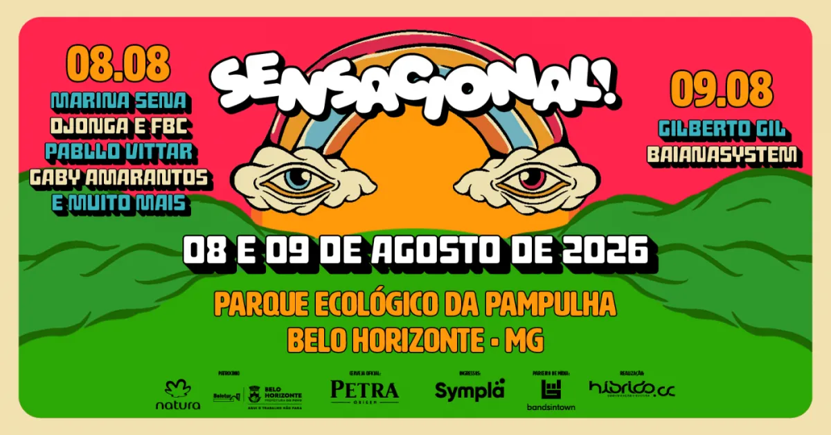 Festival Sensacional 2026 reúne Pabllo Vittar e Gilberto Gil na Pampulha