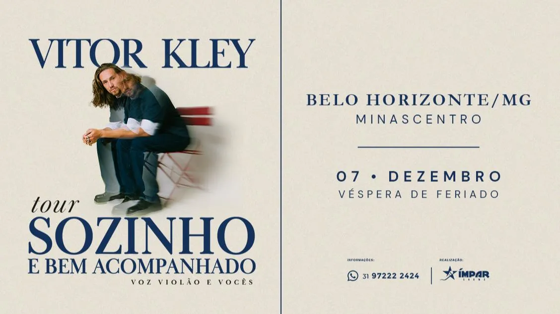 Vitor Kley em BH: show no BeFly Minascentro em dezembro de 2026