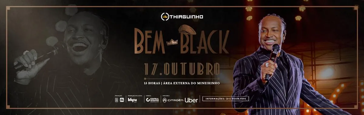Bem Black com Thiaguinho: Samba e Pagode Retrô na Área Externa do Mineirinho em outubro